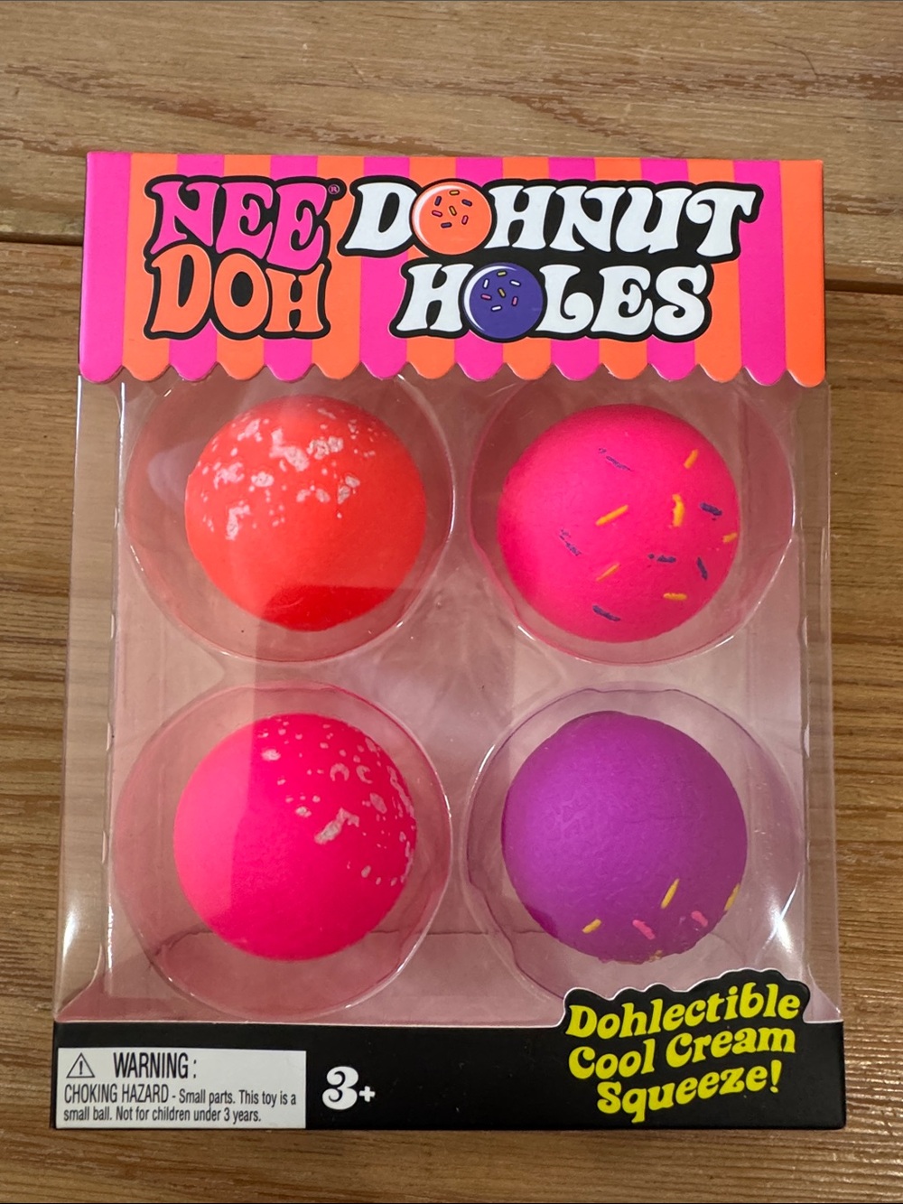 NeeDoh Donut Holes 4-Pack Stress Balls - Pink, Red, Purple